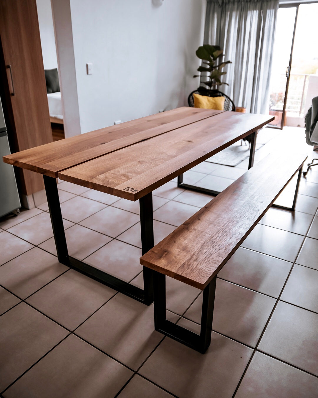 Split Top Table and Bench Combo in Solid 32mm Oak