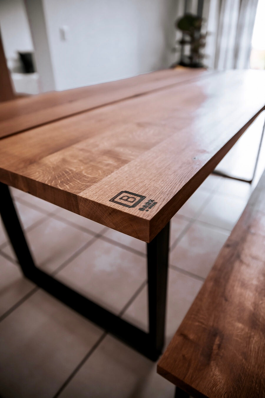 Split Top Table and Bench Combo in Solid 32mm Oak