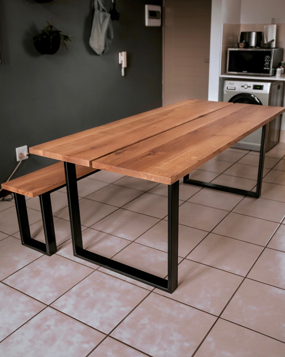 Split Top Table and Bench Combo in Solid 32mm Oak